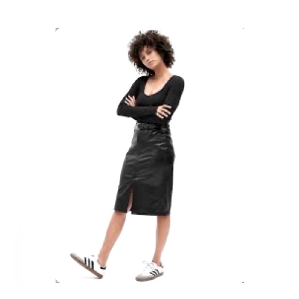 GAP Vegan Leather Pencil Midi Skirt
